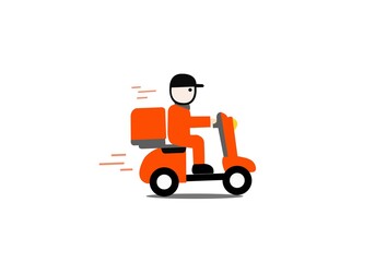 Online Delivery Service Concept, Online Order Tracking, Home & Office Delivery. Warehouse by scooter or bicycle delivery