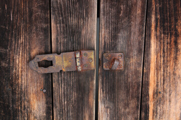木製の扉と古びた掛け金