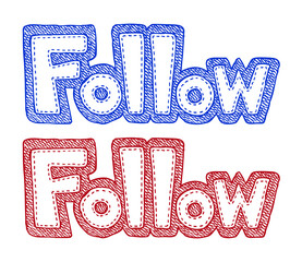 Hand drawn illustration of follow icon. All elements are layered separately. Editable for changing colors. Vector EPS. 