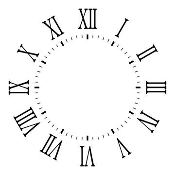blank clock with roman number isolated on white