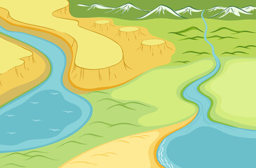 Top view of landscape with river © blueringmedia