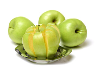 green apples on white background