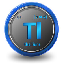 Thallium chemical element. Chemical symbol with atomic number and atomic mass.