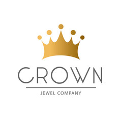 Golden sign crown king. Design modern logos princess crown for Business. Vector logotype isolated on white background.