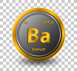 Barium chemical element. Chemical symbol with atomic number and atomic mass.