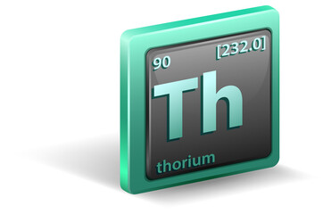 Thorium chemical element. Chemical symbol with atomic number and atomic mass.