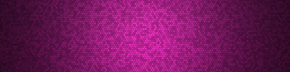 Honeycomb Grid tile random background or Hexagonal cell texture. in color Bright Pink or purple or violet with dark or black gradient. for billboard backdrop or background.