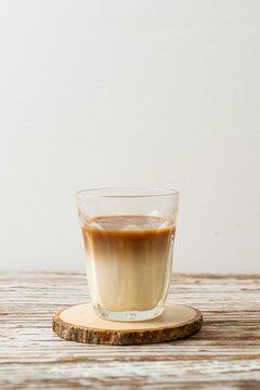 glass of latte coffee, coffee with milk