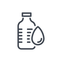Water bottle line icon. Bottle of water with water drop vector outline sign.