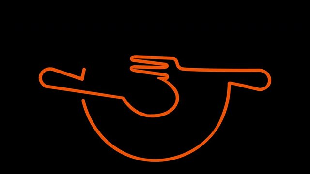 minimal black of restaurant logo with cutlery outlines animated