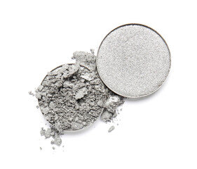 Crushed eyeshadows on white background