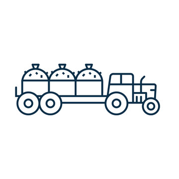 recommend clip art: Tractor with Hay Icon in Line Art