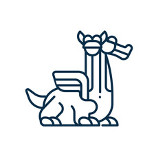 Multi Headed Dragon Icon in Line Art