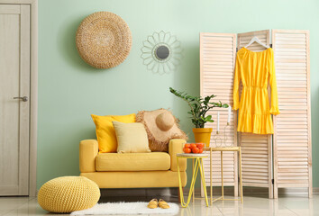 Interior of modern living room with stylish armchair