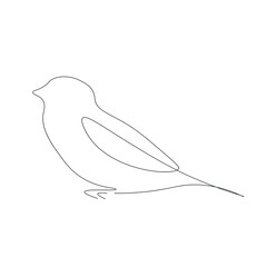 Bird silhouette line drawing, vector illustration