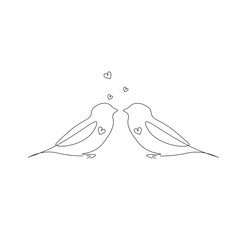 Spring birds with hearts, love design vector illustration