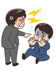部下を叱りつける上司　パワハラ