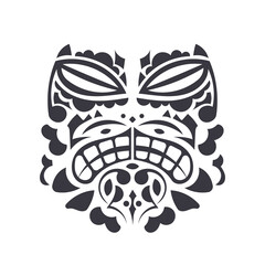 Mask Pattern of Maori and Polynesian culture. Face Tribal Polynesian tattoo style. Handmade. Vector