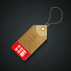  tags and labels, template shopping labels. Blank, discount and price tags on red paper use for advertising.