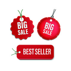 tags and labels, template shopping labels. Blank, discount and price tags on red paper use for advertising.