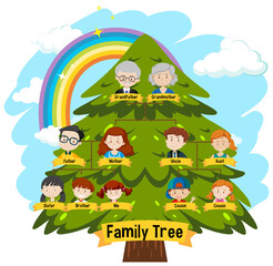 Diagram showing three generation family tree