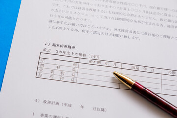 Obraz premium 経営改善計画書 経営再建 状況確認