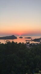 sunrise over the sea greek island