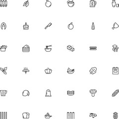 icon vector icon set such as: pie, teapot, lemon, candle, filled, citrus, suillus grevillei, lump, centimeter, cut, flavor, wild, oven, julienne with mushroom, crystal, refined, coconut, iron, loaf