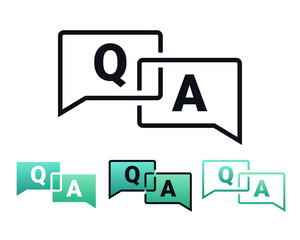 Question and answer icon. Two chat speech message bubbles with q and a letter. FAQ or forum icon. Illustration vector