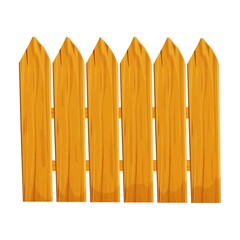 Wood cartoon fence textured, detailed isolated on white background. Rustic construction from planks, rural old barrier. 