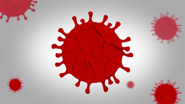 Representation of a SARS-COV-2 cell spinning in a white background, covid-19 particles 2D animation 4K 60 ffs.