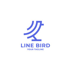 Simple and minimalist geometric line art little bird logo