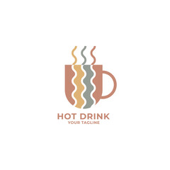 Colorful cup and steam logo with pastel color