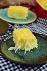 Traditional baked sweet coconut cassava cake