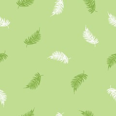 Vector seamless pattern of tropical fern leaves on dark green. Beautiful print with exotic plants. Botanical design of fabrics, wallpapers for natural cosmetics, perfumes, women's products.
