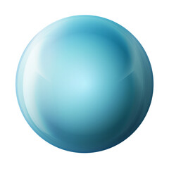 Glass blue ball or precious pearl. Glossy realistic ball, 3D abstract vector illustration highlighted on a white background. Big metal bubble with shadow.