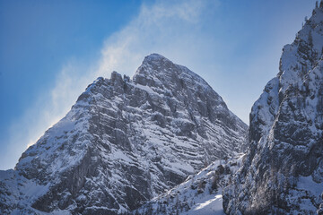 snow covered mountains in winter