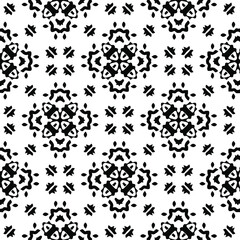 Geometric vector pattern with triangular elements. Seamless abstract ornament for wallpapers and backgrounds. Black and white colors.
