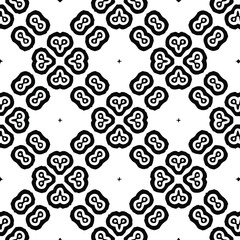 Geometric vector pattern with triangular elements. Seamless abstract ornament for wallpapers and backgrounds. Black and white colors.