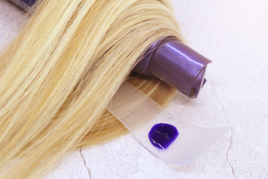 Purple shampoo for blondes, beautiful blonde hair