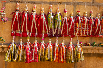Indian handmade vintage rajasthani kathputli marionette puppet, Jaisalmer, Rajasthan, India.