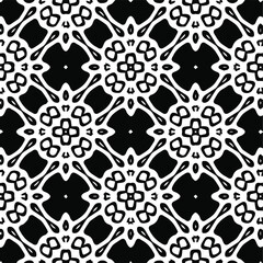 Geometric vector pattern with triangular elements. Seamless abstract ornament for wallpapers and backgrounds. Black and white colors.