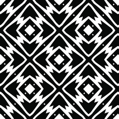 Geometric vector pattern with triangular elements. Seamless abstract ornament for wallpapers and backgrounds. Black and white colors.