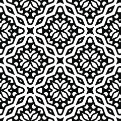 Geometric vector pattern with triangular elements. Seamless abstract ornament for wallpapers and backgrounds. Black and white colors.