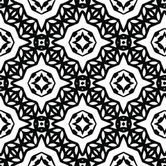 Geometric vector pattern with triangular elements. Seamless abstract ornament for wallpapers and backgrounds. Black and white colors.