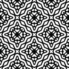 Geometric vector pattern with triangular elements. Seamless abstract ornament for wallpapers and backgrounds. Black and white colors.