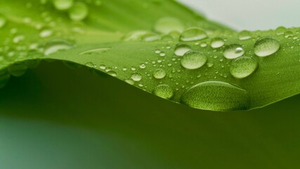 Water Drops on a Plant Leaf 