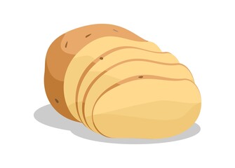 Potato slice simple flat illustration.