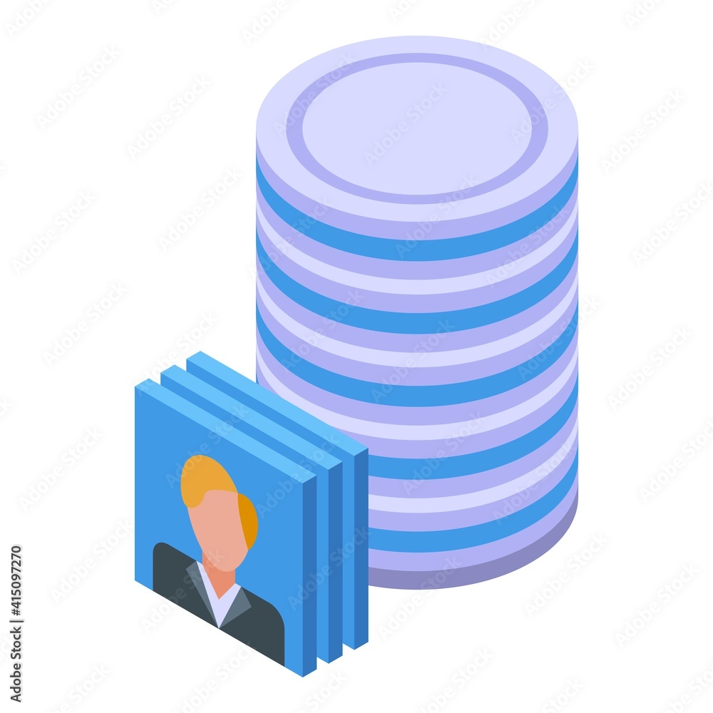Poster customer database server icon. isometric of customer database server vector icon for web design isol