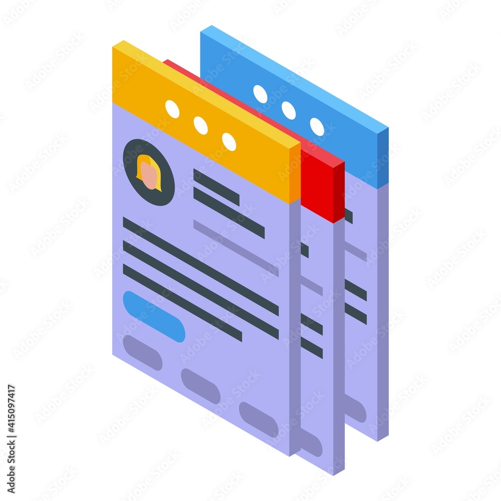 Poster customer database notification icon. isometric of customer database notification vector icon for web